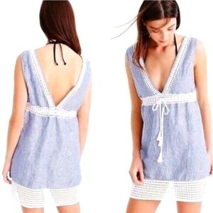 J Crew Striped Tunic with eyelet lace